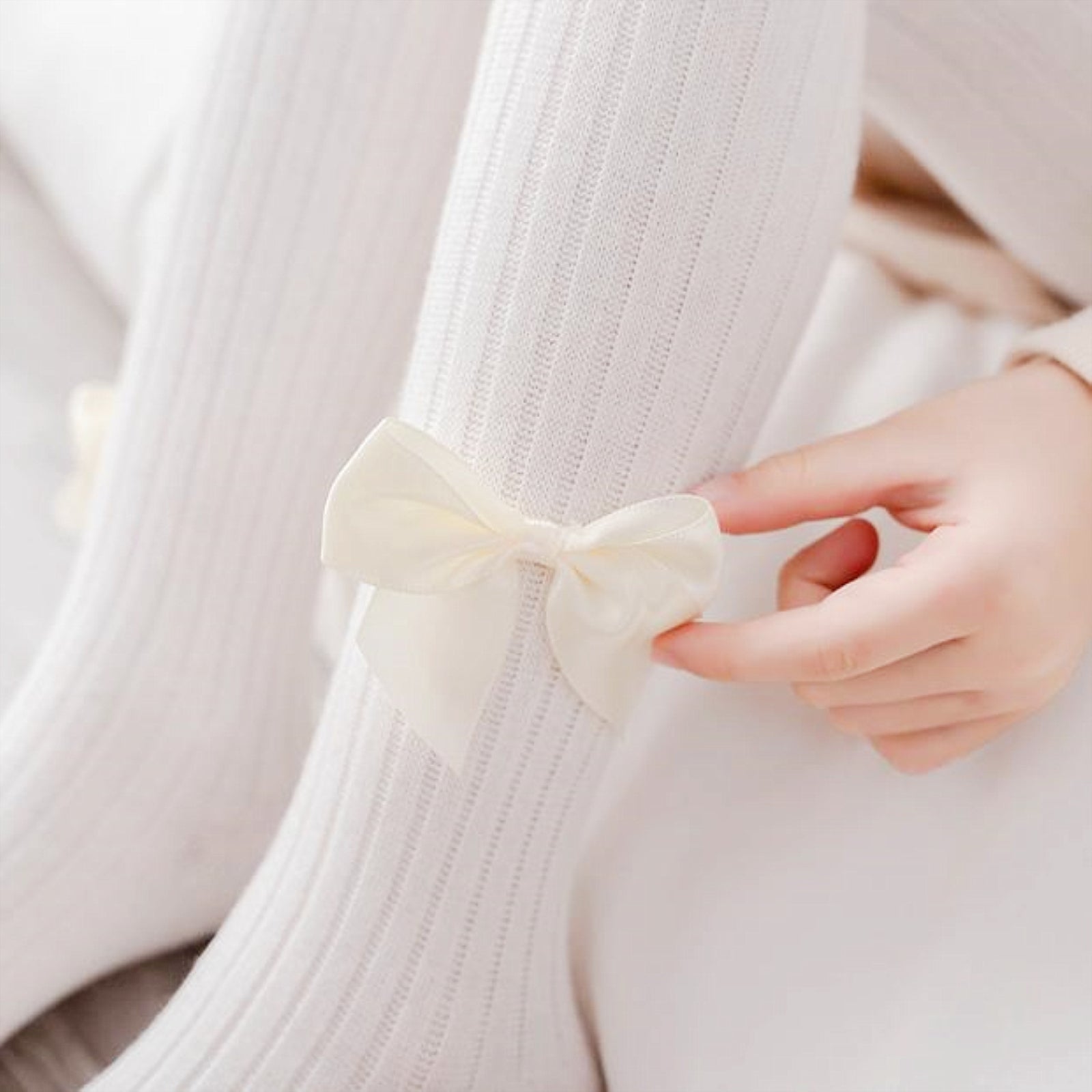 Baby Girls Tights Cable Knit Leggings With Bow