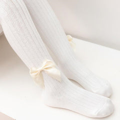 Baby Girls Tights Cable Knit Leggings With Bow
