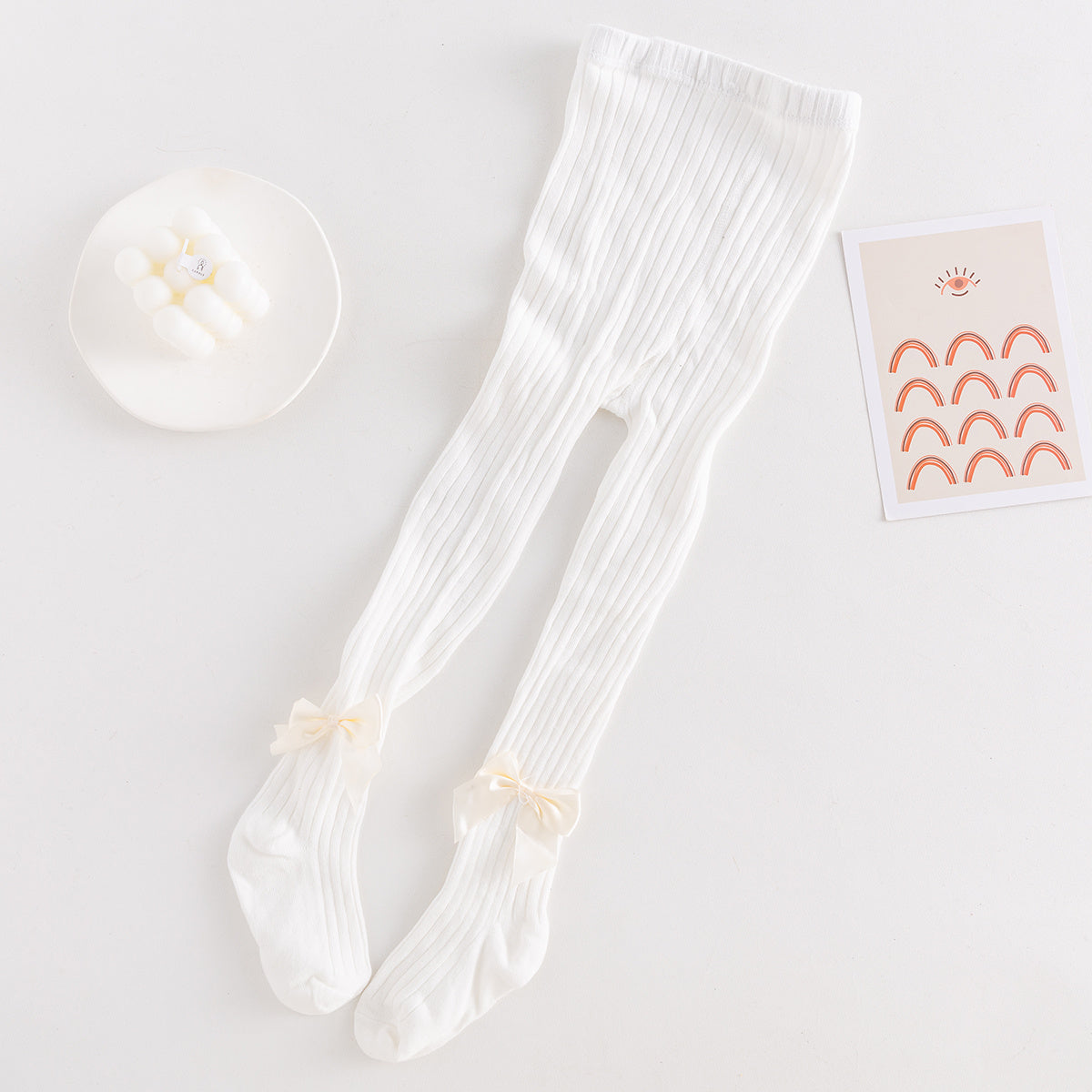 Baby Girls Tights Cable Knit Leggings With Bow