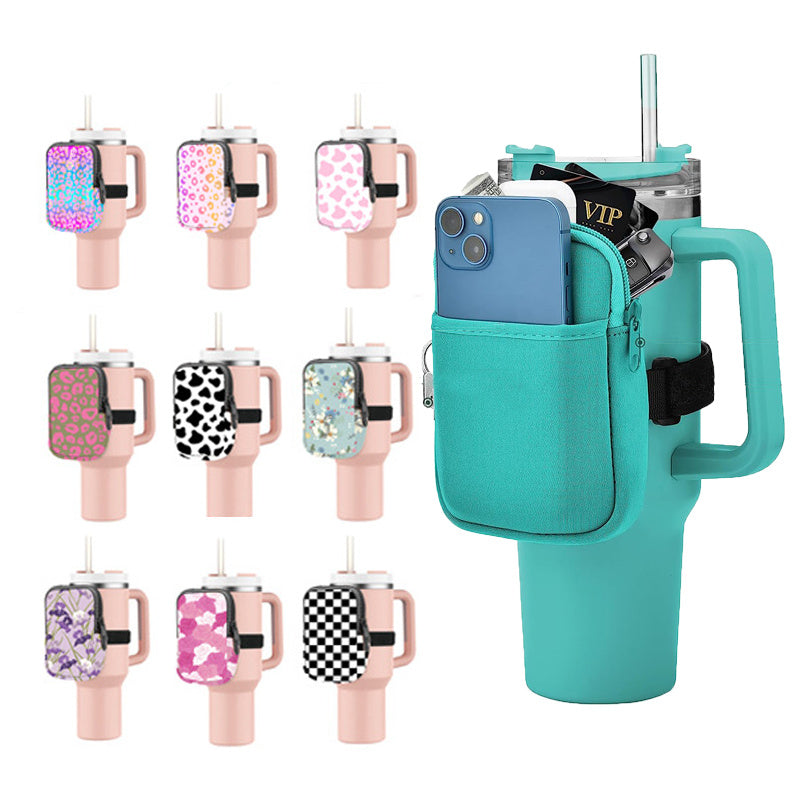 40oz Water Bottle Bag with Pockets for Cards Keys Wallet Headphones