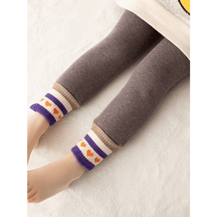 Girls Kids Fleece Warm Striped Heart Leggings
