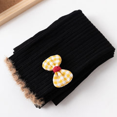Girls Ruffle Trim Bow Leggings Plush Thickening Pantyhose