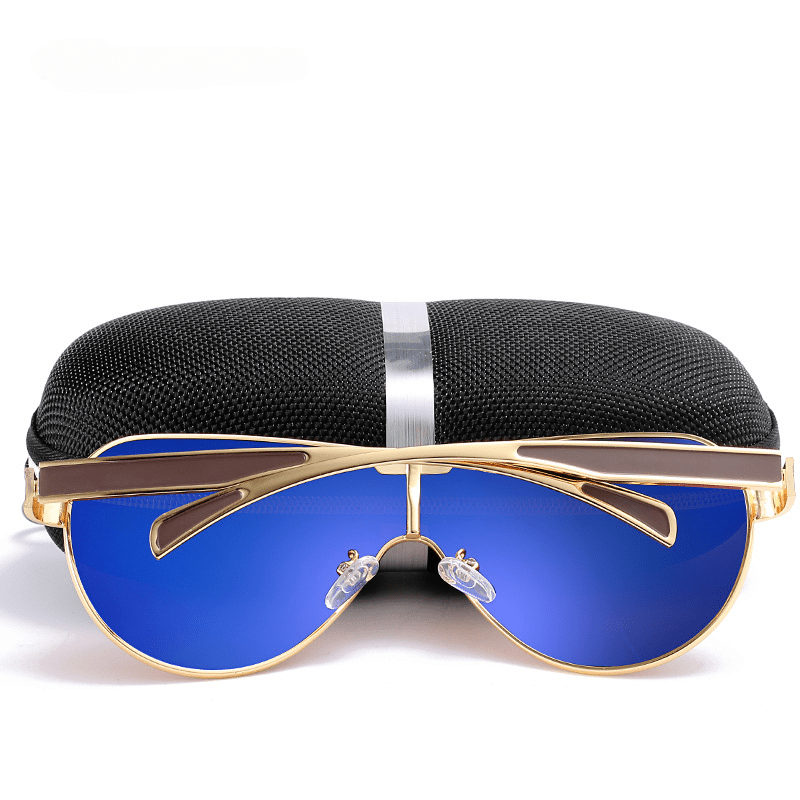 Men's Vintage Polarized Sunglasses Classic UV 400 Zipper Glasses Case