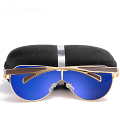 Men's Vintage Polarized Sunglasses Classic UV 400 Zipper Glasses Case