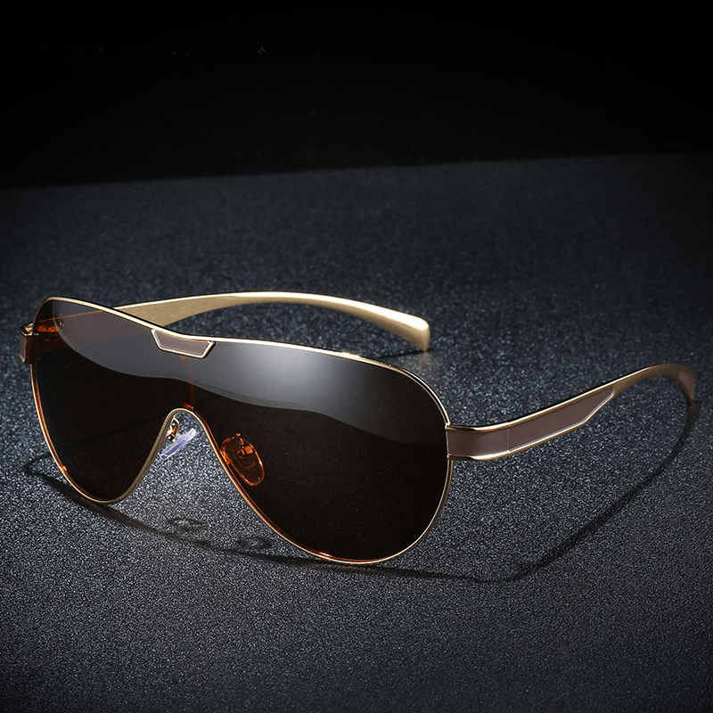 Men's Vintage Polarized Sunglasses Classic UV 400 Zipper Glasses Case