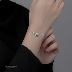 925 Silver Crystal Planet Charm Bracelet Bangle for Girls Party Jewelry Gift