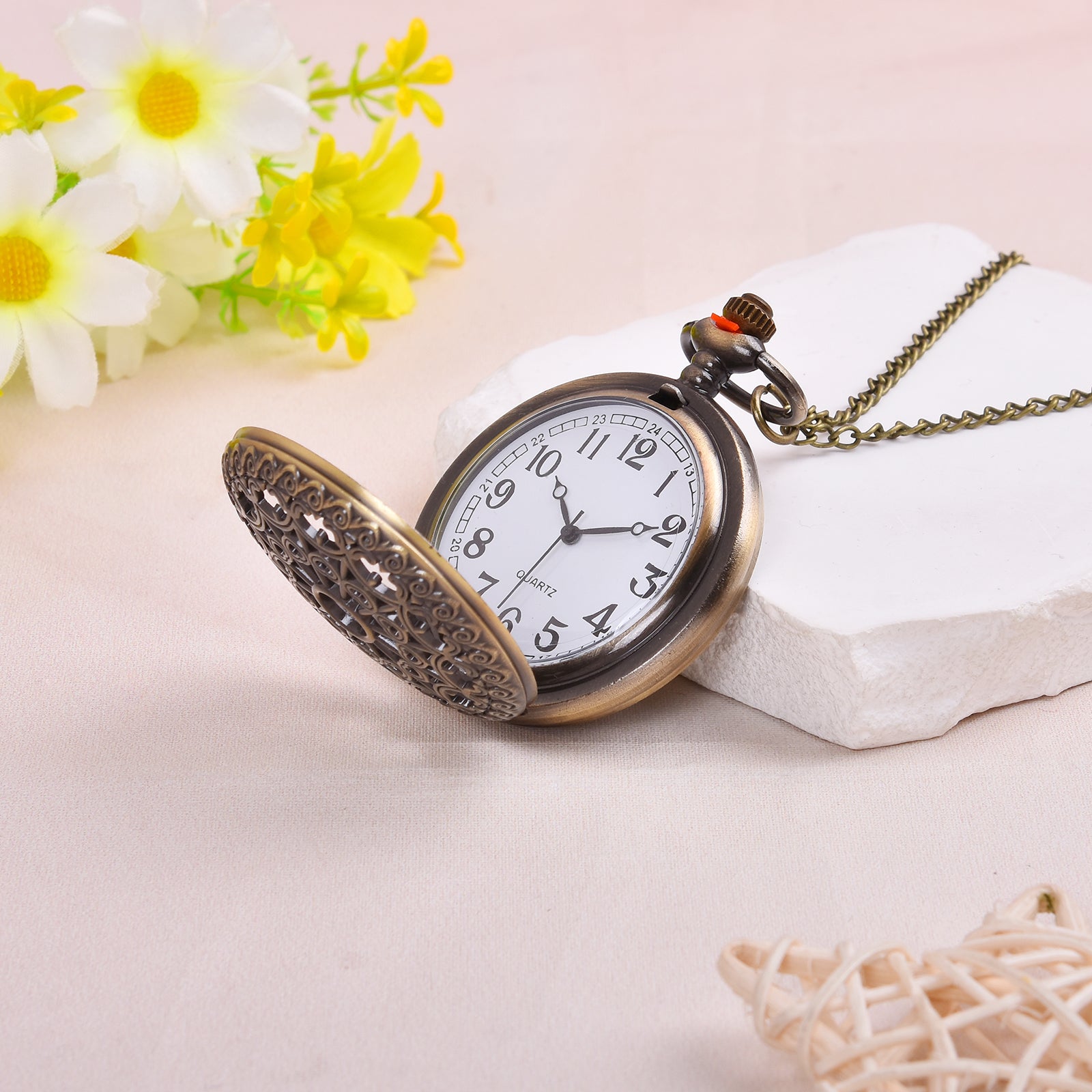 Boho Vintage Pocket Watch Grid Necklace