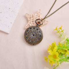 Boho Vintage Pocket Watch Grid Necklace