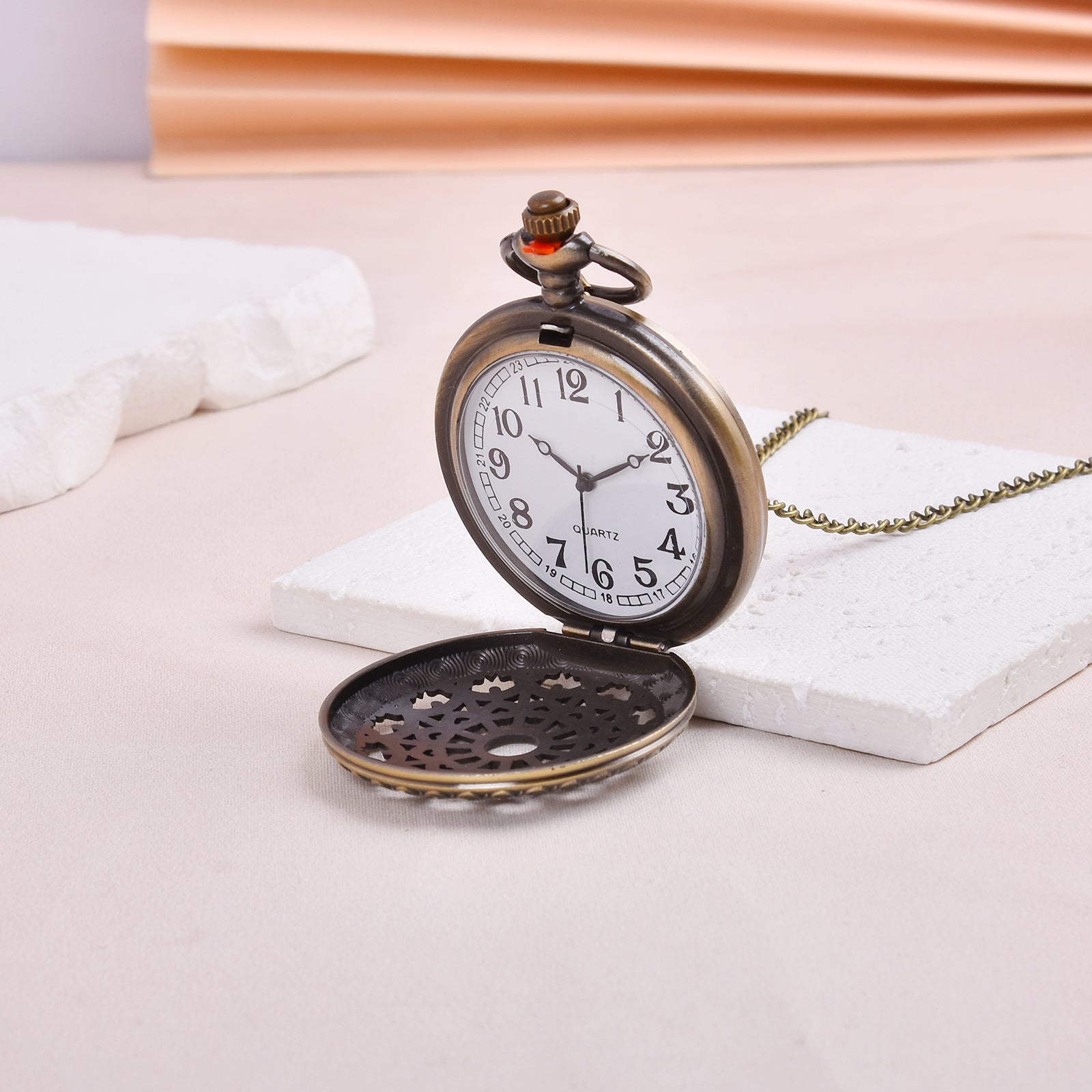 Boho Vintage Pocket Watch Grid Necklace