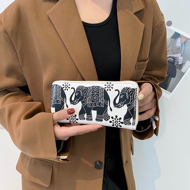 Ethnic Elephant Pattern Coin Purse Lightweight Cash Case