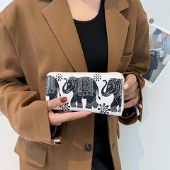 Ethnic Elephant Pattern Coin Purse Lightweight Cash Case
