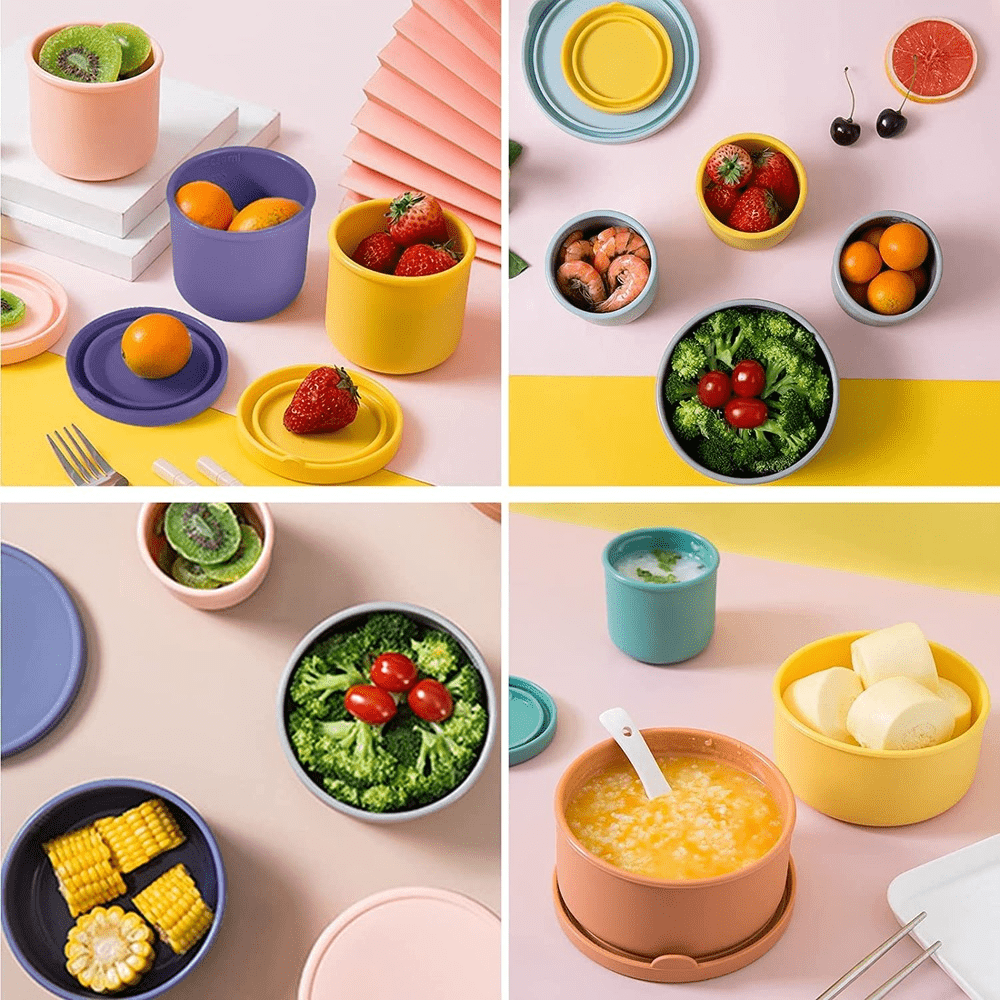 2pcs Silicone Food Storage Container Reusable Airtight Lunch Bento Boxes