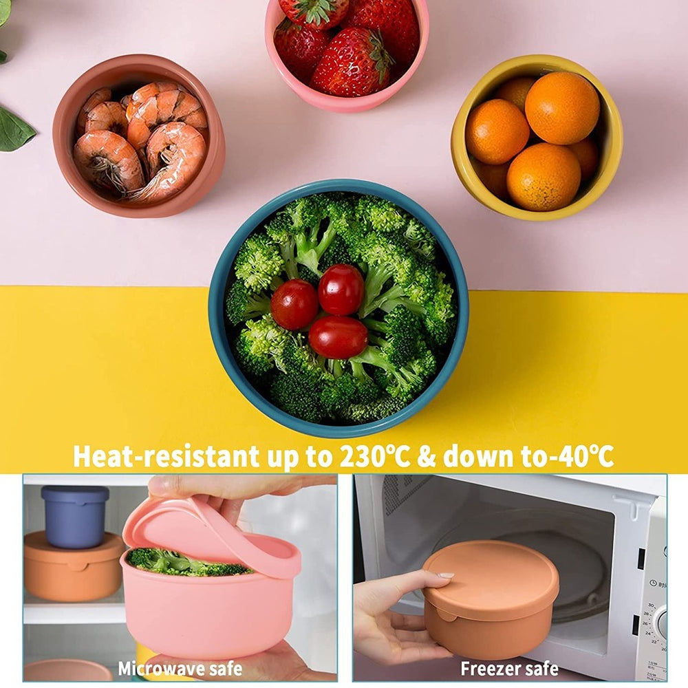 2pcs Silicone Food Storage Container Reusable Airtight Lunch Bento Boxes