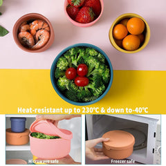 2pcs Silicone Food Storage Container Reusable Airtight Lunch Bento Boxes