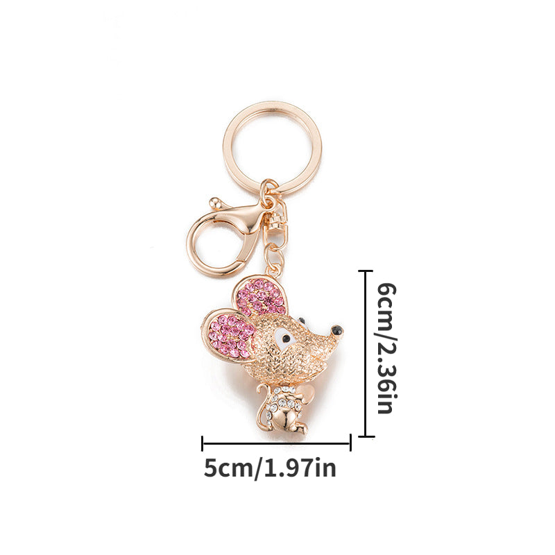 Rhinestone Mouse Keychain Cartoon Car Key Ring Gift Bag Pendant Accessories