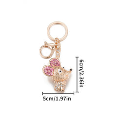 Rhinestone Mouse Keychain Cartoon Car Key Ring Gift Bag Pendant Accessories