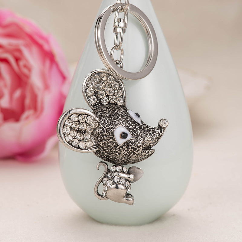Rhinestone Mouse Keychain Cartoon Car Key Ring Gift Bag Pendant Accessories