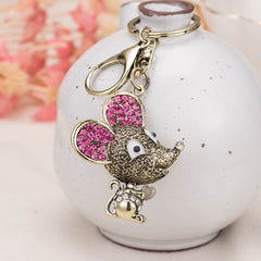 Rhinestone Mouse Keychain Cartoon Car Key Ring Gift Bag Pendant Accessories