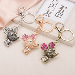 Rhinestone Mouse Keychain Cartoon Car Key Ring Gift Bag Pendant Accessories