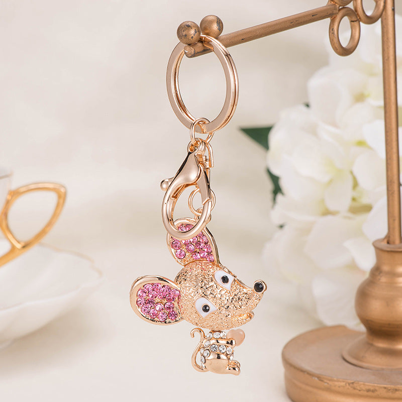 Rhinestone Mouse Keychain Cartoon Car Key Ring Gift Bag Pendant Accessories