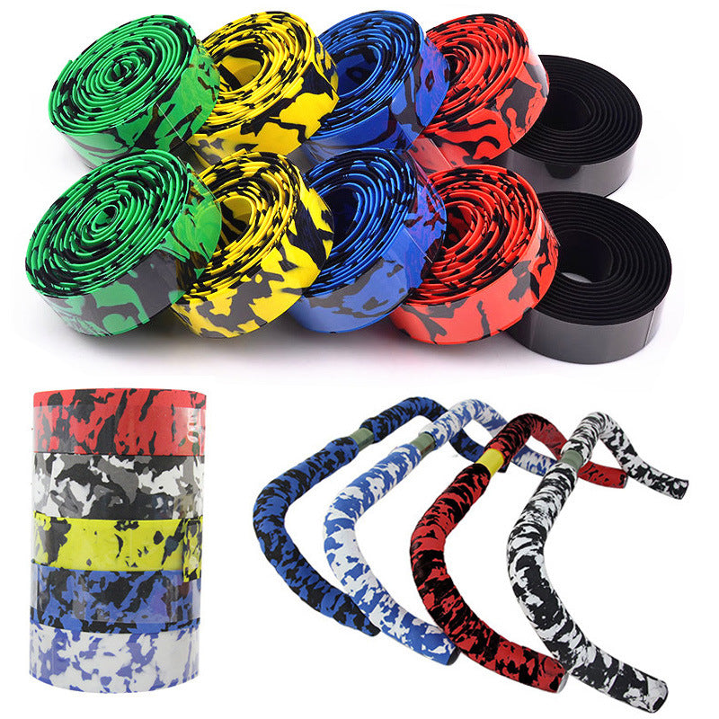 Camouflage Handlebar Tape for Road Bike - Cork Wrap with Bar Plugs