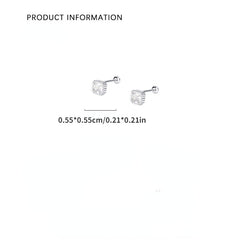 12pcs S999 Silver Colorful Zircon Stud Earrings Set Minimalist Ear Jewelry Gift