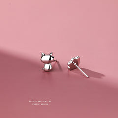 925 Silver Kitten Cat Paw Stud Earrings Animal Ear Jewelry Holiday Gift