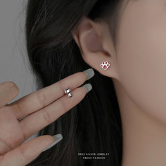 925 Silver Kitten Cat Paw Stud Earrings Animal Ear Jewelry Holiday Gift