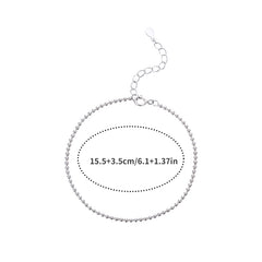 S925 Sterling Silver Small Round Bead Chain Bracelet & Beaded Bracelet