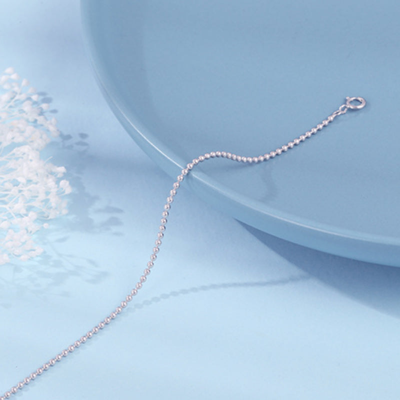 S925 Sterling Silver Small Round Bead Chain Bracelet & Beaded Bracelet