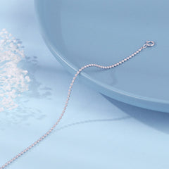 S925 Sterling Silver Small Round Bead Chain Bracelet & Beaded Bracelet