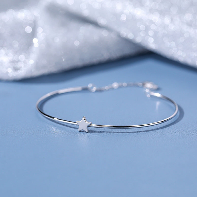 S925 Silver Star Zircon Double Layer Bangle Stackable Line Hand Jewelry