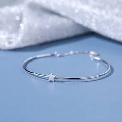 S925 Silver Star Zircon Double Layer Bangle Stackable Line Hand Jewelry