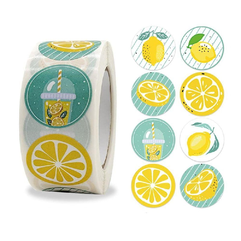 500pcs Lemon Stickers Round Envelope Sealing Crafts Adhesive Sticker Labels