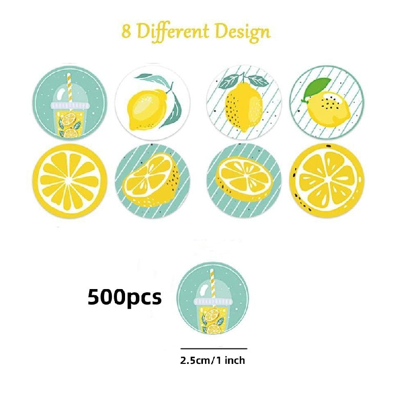 500pcs Lemon Stickers Round Envelope Sealing Crafts Adhesive Sticker Labels
