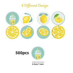500pcs Lemon Stickers Round Envelope Sealing Crafts Adhesive Sticker Labels