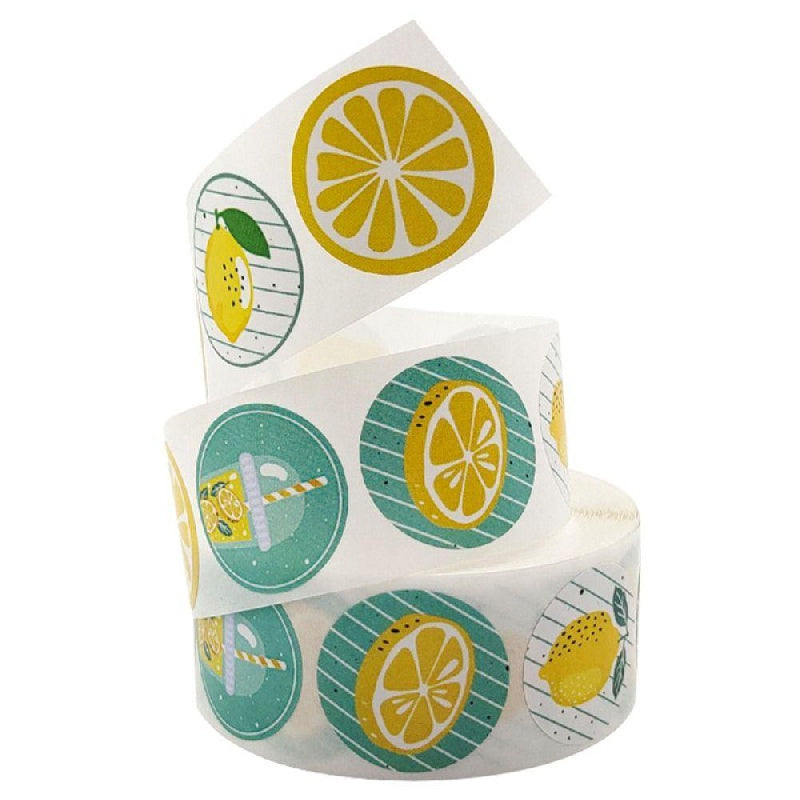 500pcs Lemon Stickers Round Envelope Sealing Crafts Adhesive Sticker Labels