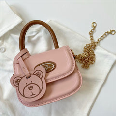 Cute Bear Saddle Bag Messenger Chain Shoulder Handbag for Girls
