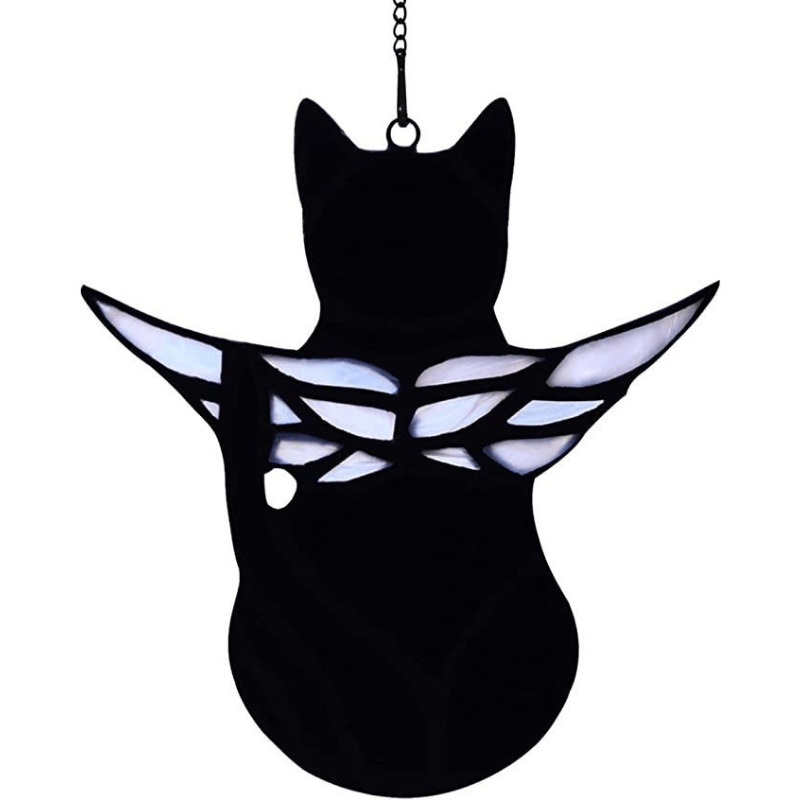 Angel Wing Cat Stained Glass Window Decoration - Cat Memorial Gift
