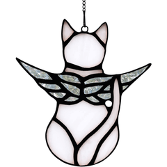Angel Wing Cat Stained Glass Window Decoration - Cat Memorial Gift