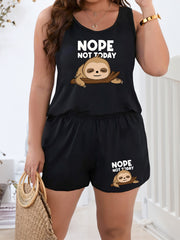 Sloth Print Tank Top & Shorts Pajama Set