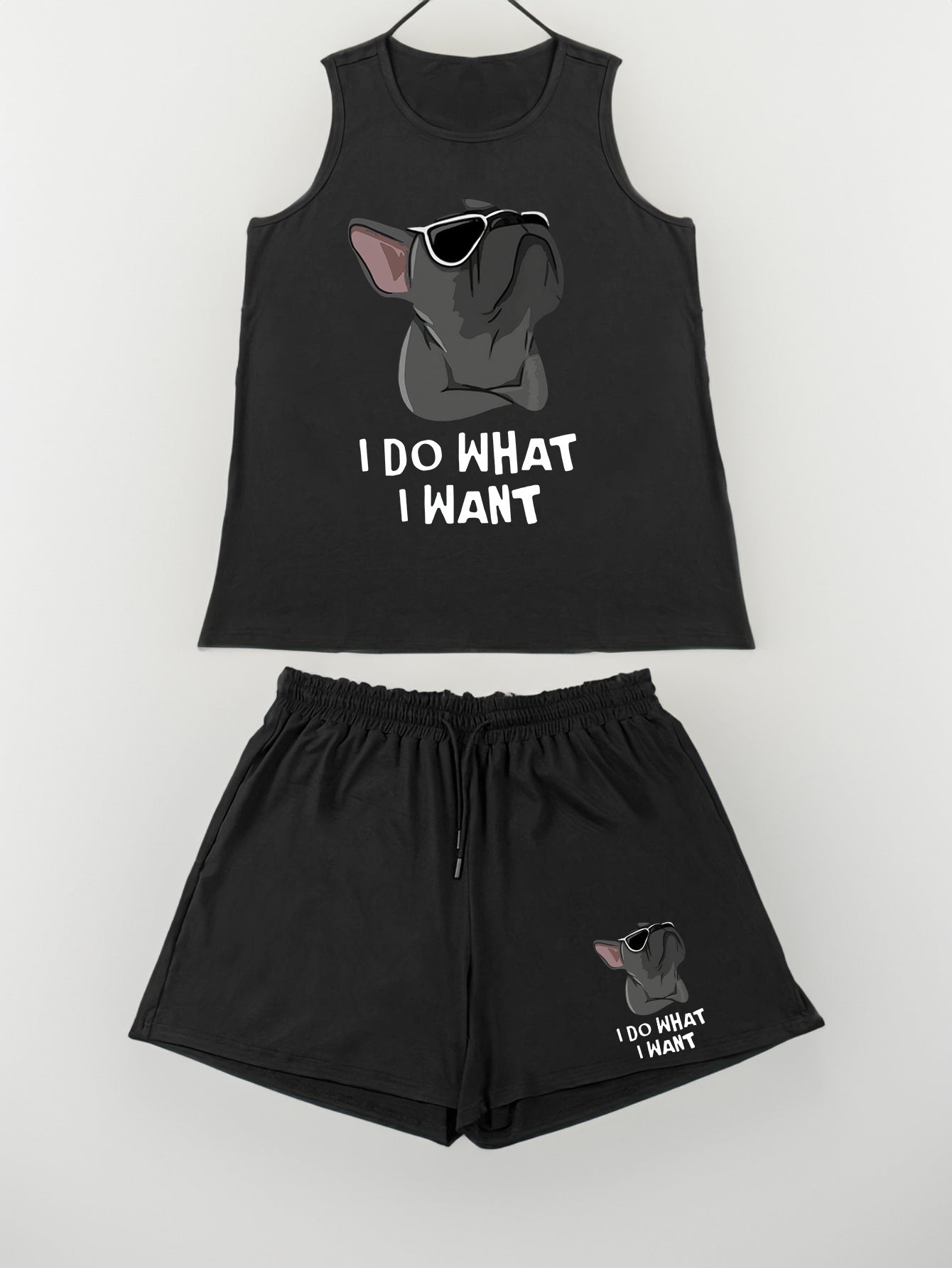 Cartoon Dog Tank Top & Shorts Pajama Set