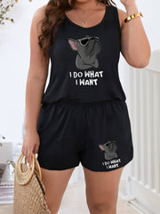 Cartoon Dog Tank Top & Shorts Pajama Set