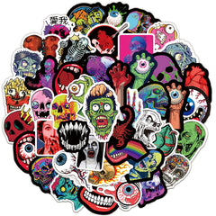 50pcs Horror Halloween Scary Graffiti Stickers Waterproof DIY Room Decoration