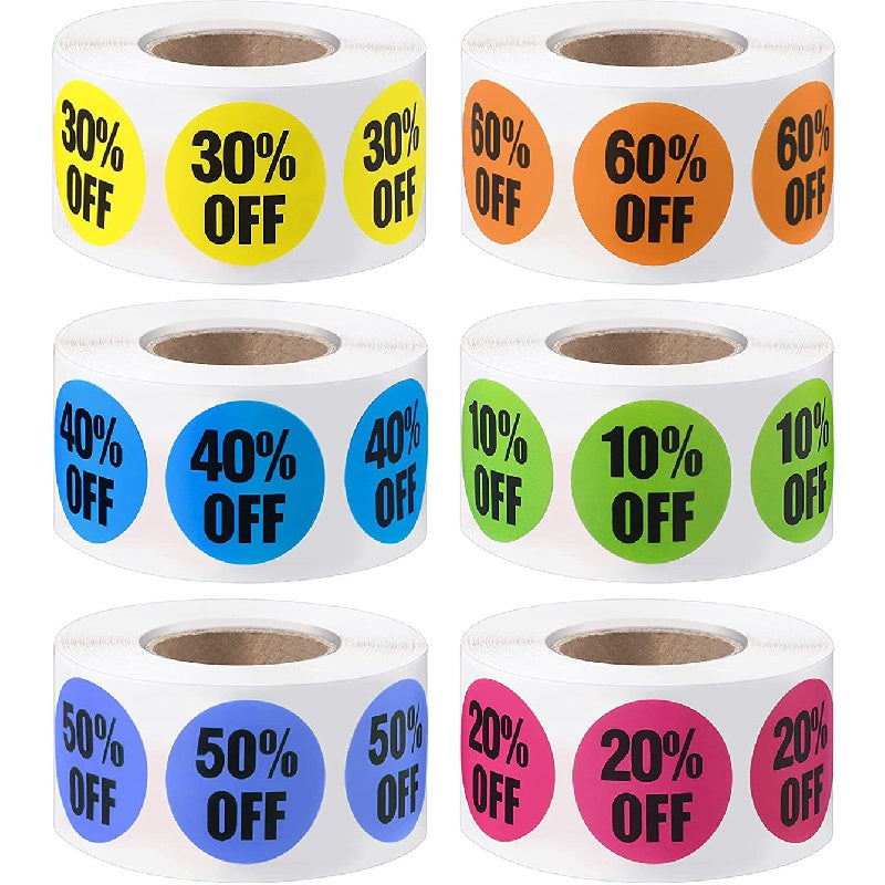 500pcs Percent Off Stickers Markers for Shopping Promotion Retail