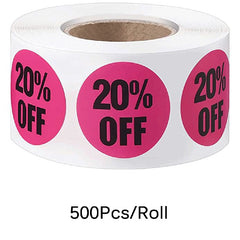 500pcs Percent Off Stickers Markers for Shopping Promotion Retail