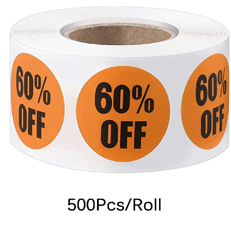 500pcs Percent Off Stickers Markers for Shopping Promotion Retail
