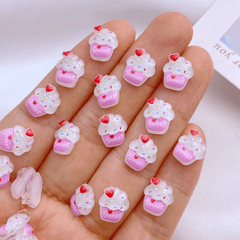 10pcs Mini Ice Cream Cake Charms for Jewelry & Manicures