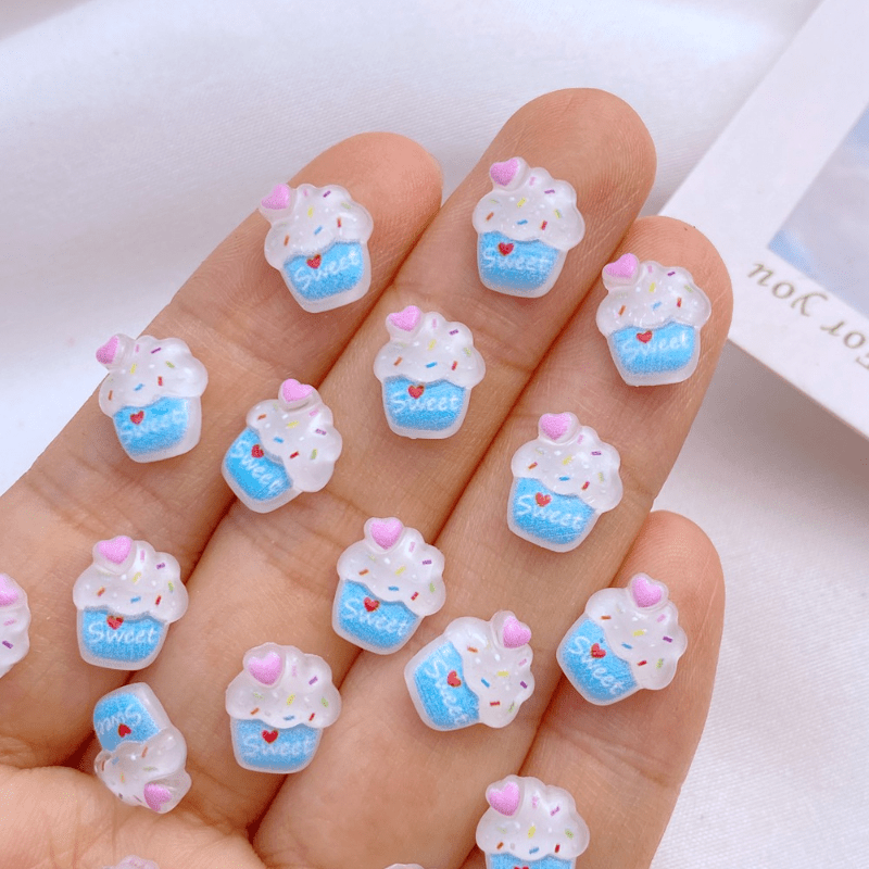 10pcs Mini Ice Cream Cake Charms for Jewelry & Manicures