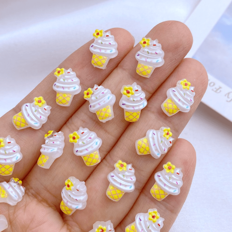 10pcs Mini Ice Cream Cake Charms for Jewelry & Manicures